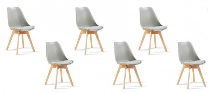 Lot de 6 chaises scandinaves grises - Bjorn