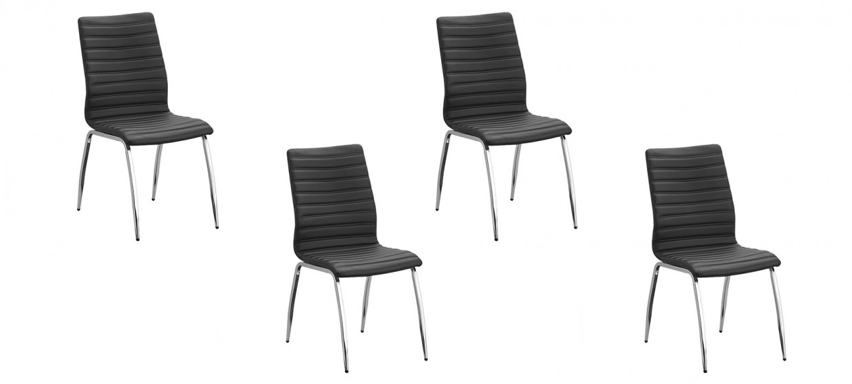 Lot de 4 chaises salle à manger noires - Londres