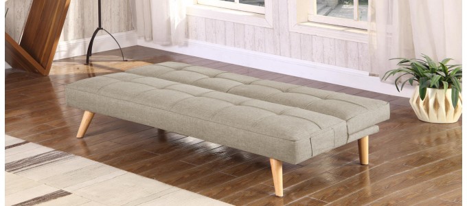 Banquette clic clac 3 places en tissu taupe - Siljan