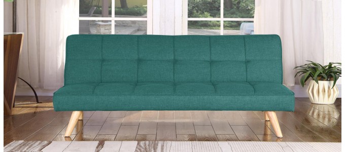 Banquette clic clac 3 places en tissu vert - Siljan