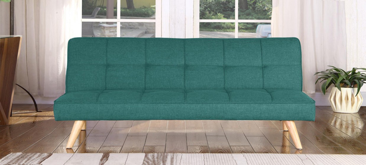 Banquette clic clac 3 places en tissu vert - Siljan