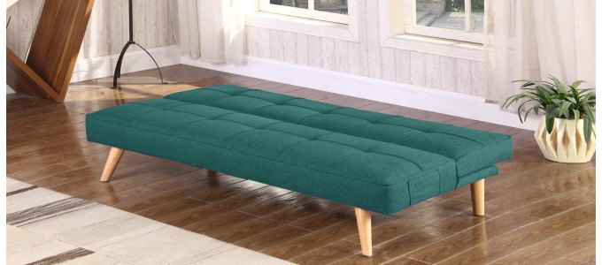 Banquette clic clac 3 places en tissu vert - Siljan