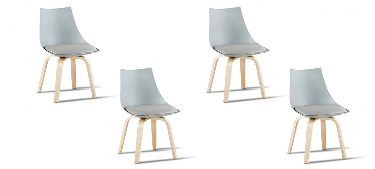 Lot de 4 chaises scandinaves grises - Nicosie