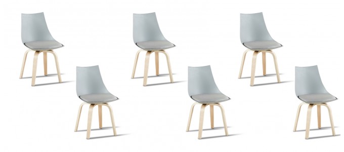 Lot de 6 chaises scandinaves grises - Nicosie