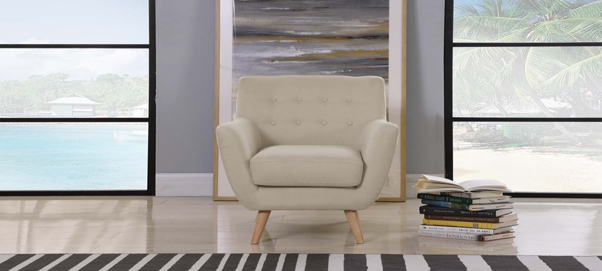 Fauteuil scandinave en tissu taupe - Nils