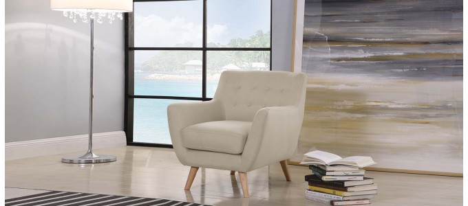 Fauteuil scandinave en tissu taupe - Nils