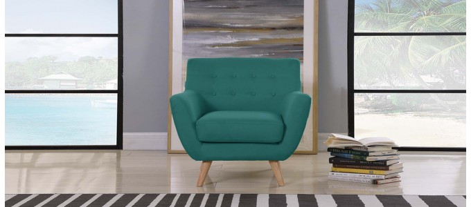 Fauteuil scandinave en tissu vert - Nils