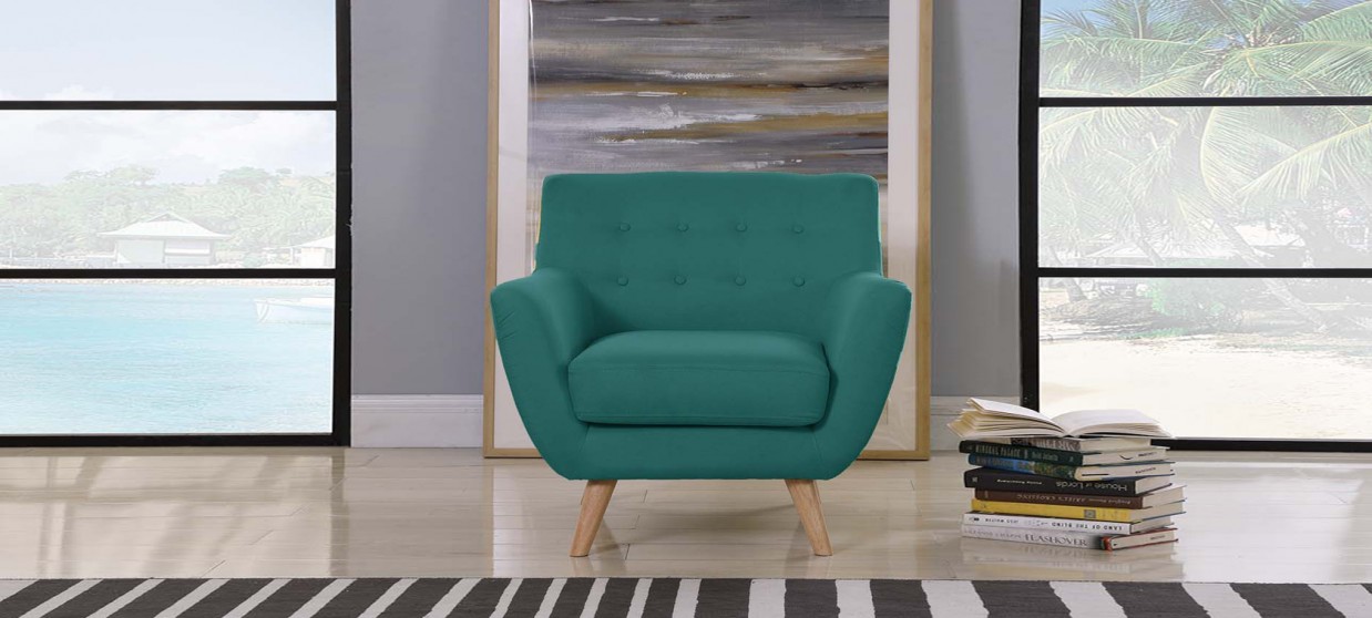 Fauteuil scandinave en tissu vert - Nils