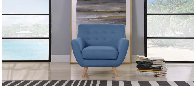 Fauteuil scandinave en tissu bleu - Nils