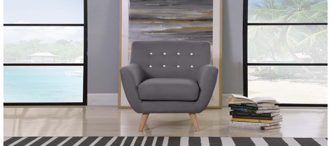 Fauteuil scandinave en tissu gris - Nils