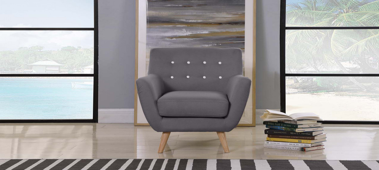 Fauteuil scandinave en tissu gris - Nils