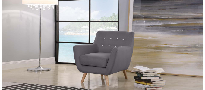 Fauteuil scandinave en tissu gris - Nils