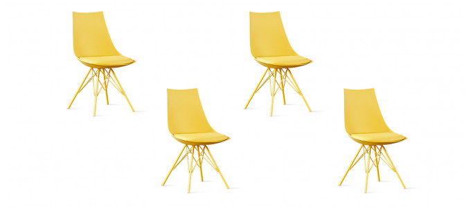 Lot de 4 chaises design jaunes - Eif