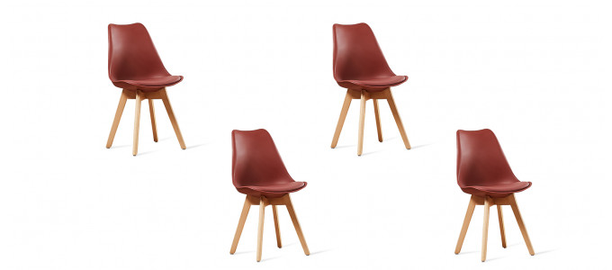 Lot de 4 chaises scandinaves rouges - Bjorn