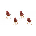 Lot de 4 chaises scandinaves rouges - Bjorn