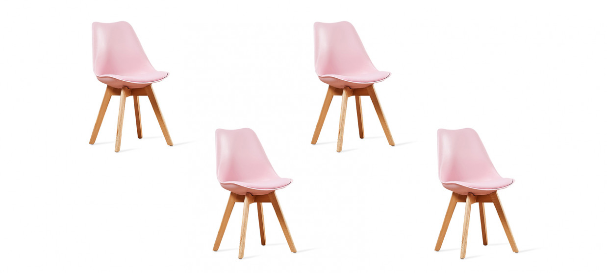 Lot de 4 chaises scandinaves roses - Bjorn