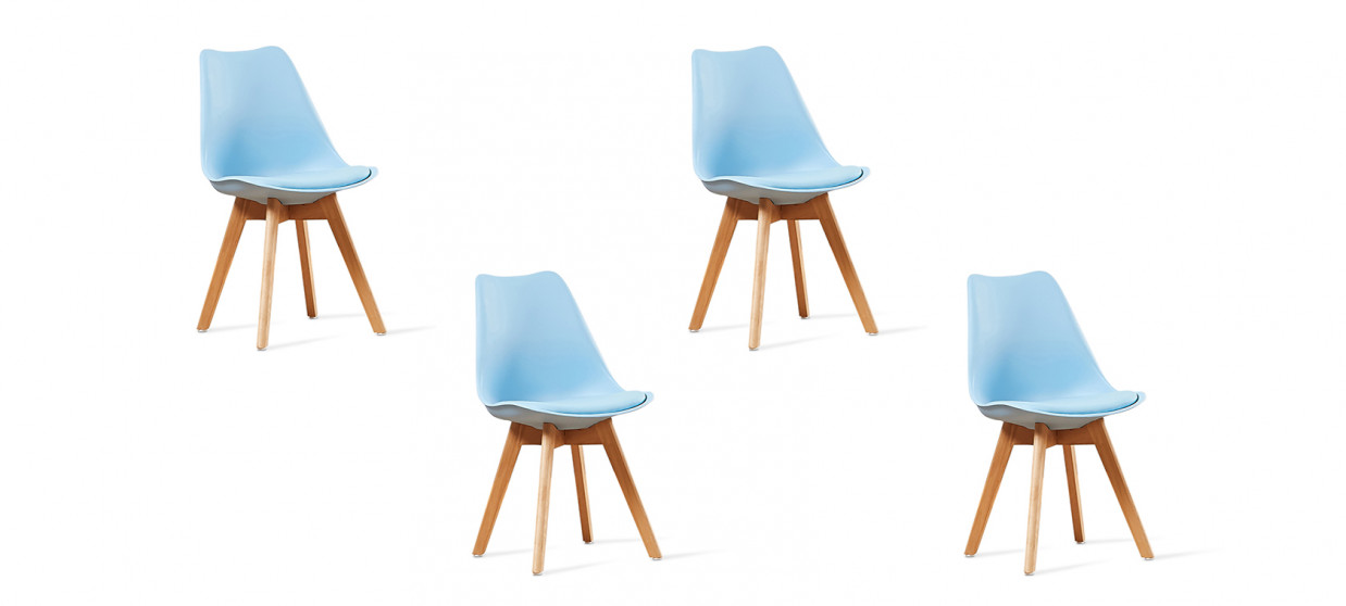 Lot de 4 chaises scandinaves bleues - Bjorn