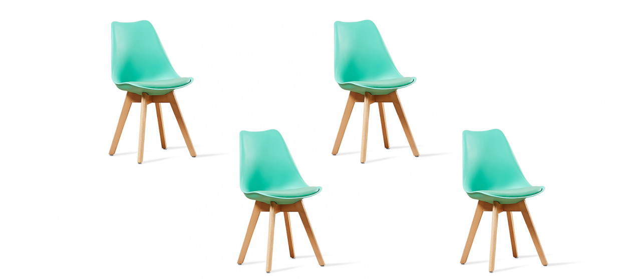 Lot de 4 chaises scandinaves vertes - Bjorn