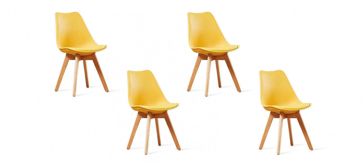 Lot de 4 chaises scandinaves jaunes - Bjorn