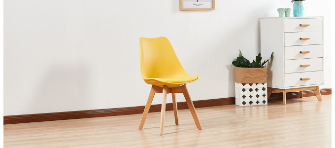 Lot de 4 chaises scandinaves jaunes - Bjorn