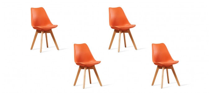 Lot de 4 chaises scandinaves oranges - Bjorn