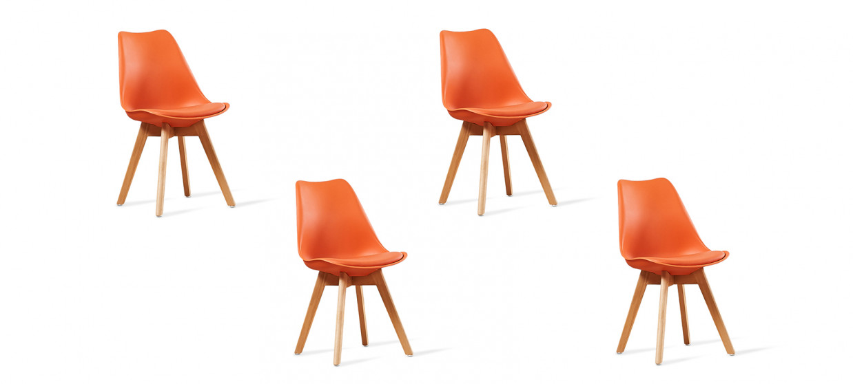 Lot de 4 chaises scandinaves oranges - Bjorn