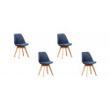 Lot de 4 chaises scandinaves bleues patchwork - Bjorn