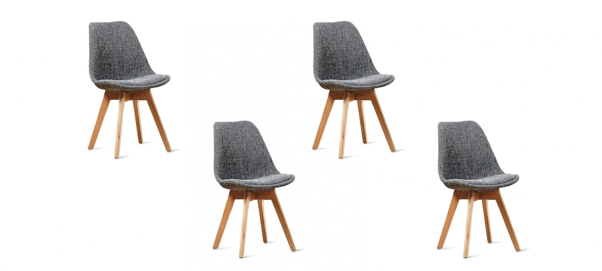 Lot de 4 chaises scandinaves grises patchwork - Bjorn