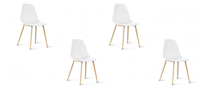 Lot de 4 chaises scandinaves blanches - Ela