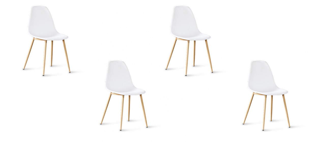 Lot de 4 chaises scandinaves blanches - Ela