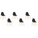 Lot de 6 chaises scandinaves noires - Ela