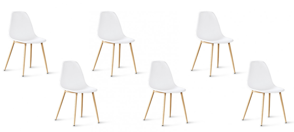 Lot de 6 chaises scandinaves blanches - Ela