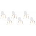 Lot de 6 chaises scandinaves blanches - Ela