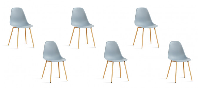 Lot de 6 chaises scandinaves grises - Ela