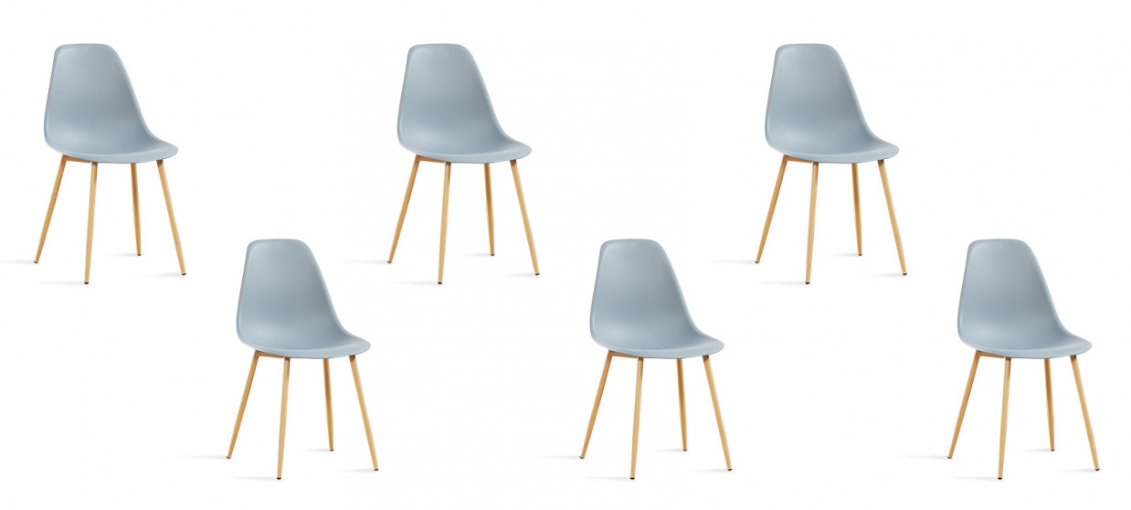 Lot de 6 chaises scandinaves en tissu beige - Ela