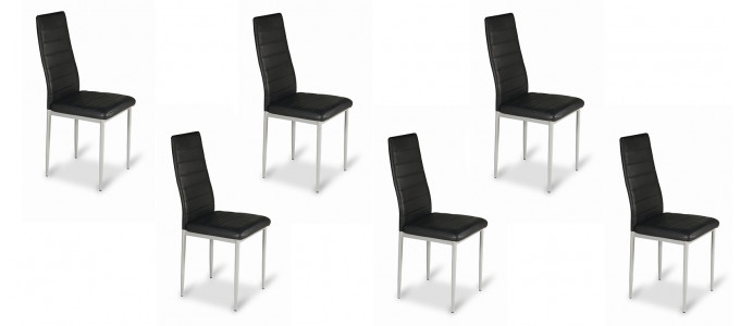 Lot de 6 chaises salle à manger noires - Lena