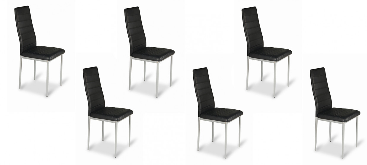 Lot de 6 chaises salle à manger noires Lena - Prix imbattable !