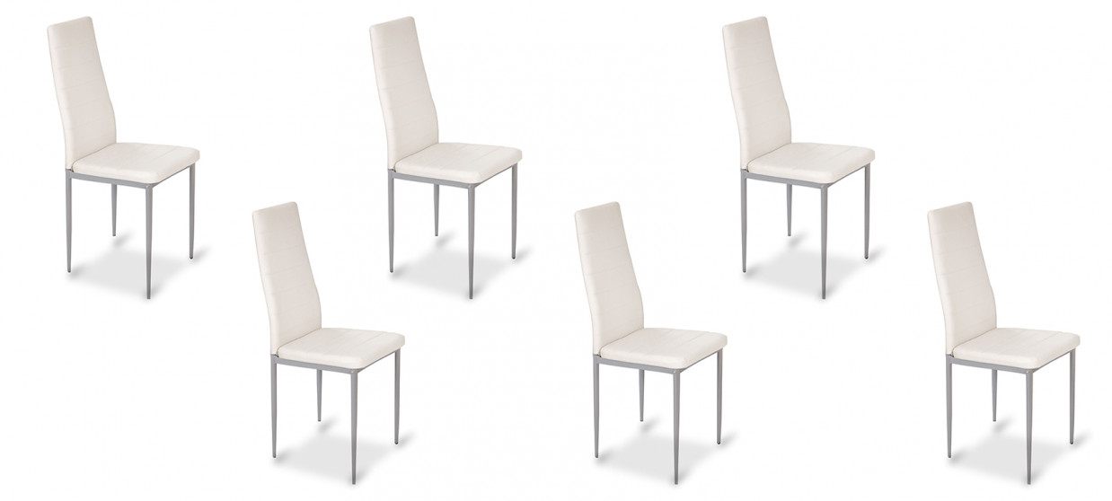 Lot de 6 chaises salle à manger blanches Lena - Prix fou !