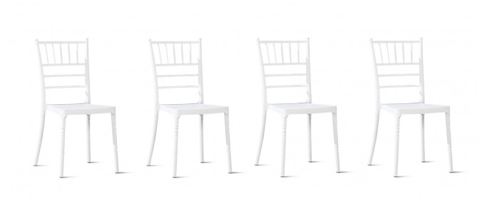 Lot de 4 chaises design blanches- Napoleon
