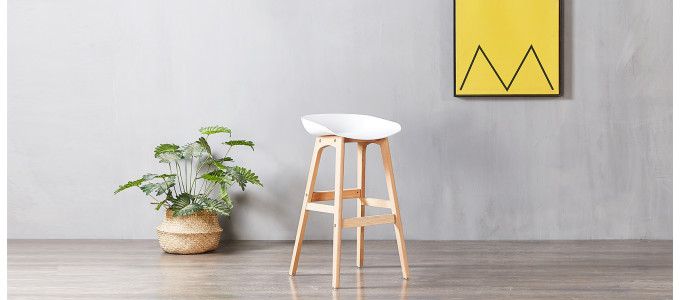 Tabouret de bar scandinave blanc - Bera