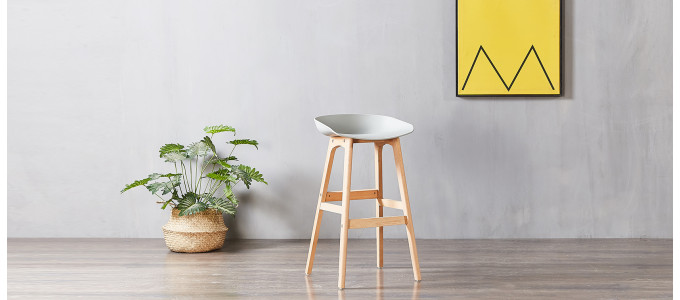 Tabouret de bar scandinave gris - Bera