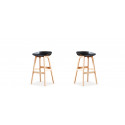 Lot de 2 tabourets de bar scandinaves noirs - Bera