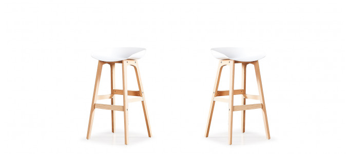Lot de 2 tabourets de bar scandinaves blancs - Bera