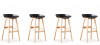 Lot de 4 tabourets de bar scandinaves noirs - Bera