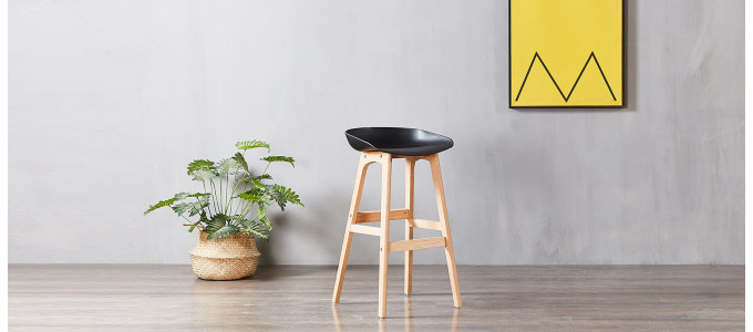 Lot de 4 tabourets de bar scandinaves noirs - Bera