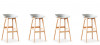 Lot de 4 tabourets de bar scandinaves gris - Bera