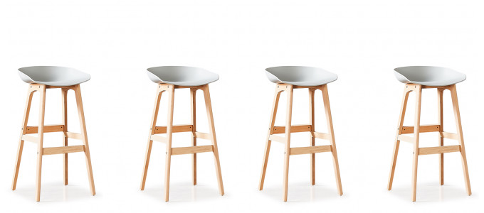Lot de 4 tabourets de bar scandinaves gris - Bera
