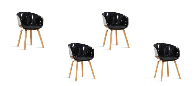 Lot de 4 chaises scandinaves noires - Vali