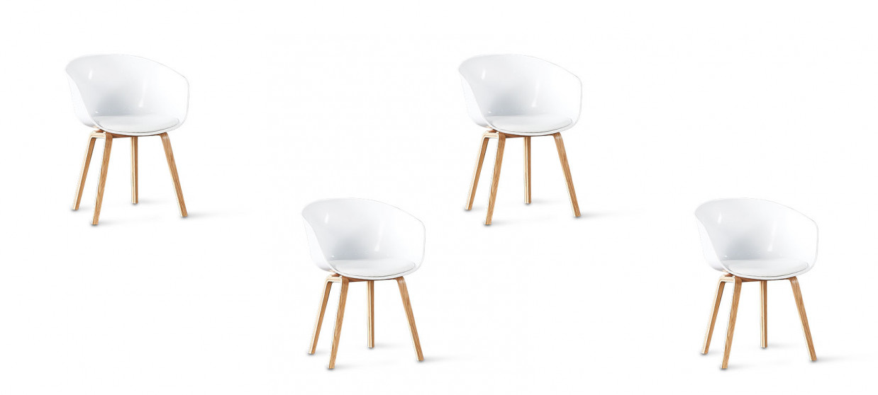 Lot de 4 chaises scandinaves blanches - Vali