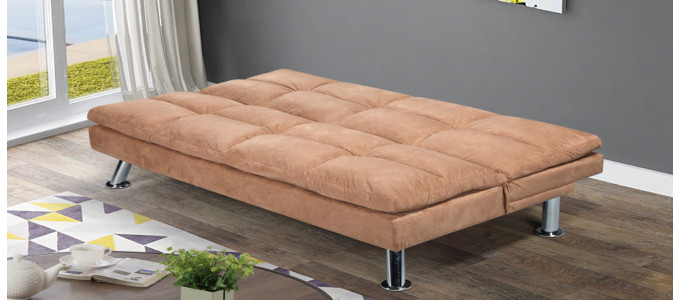 Banquette clic clac 3 places en microfibre marron - Vanan